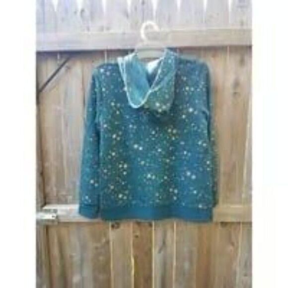 Plus XXL 18 Kids Teal Blue Kids Hooded Zip Jacket Gold Stars by Cat & Jack - Picture 3 of 11